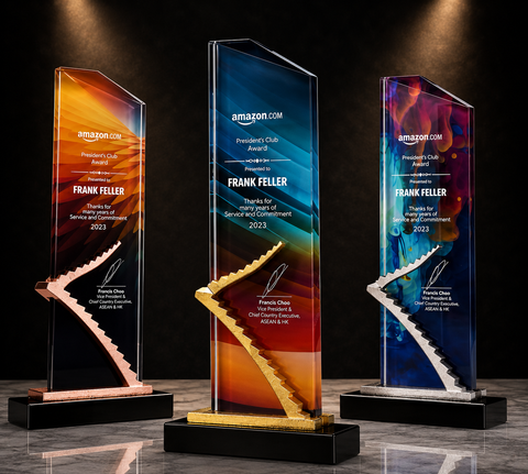 Three-Panel Acrylic Recognition Set - custom acrylic awards with your logo